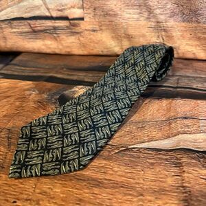 The Nature Conservancy Men's Tie Black Gold Brown Crocodile Silk Classic